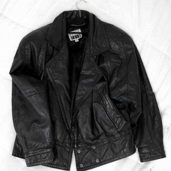 pelle cuir Jackets & Blazers - VINTAGE CROP LEATHER JACKET